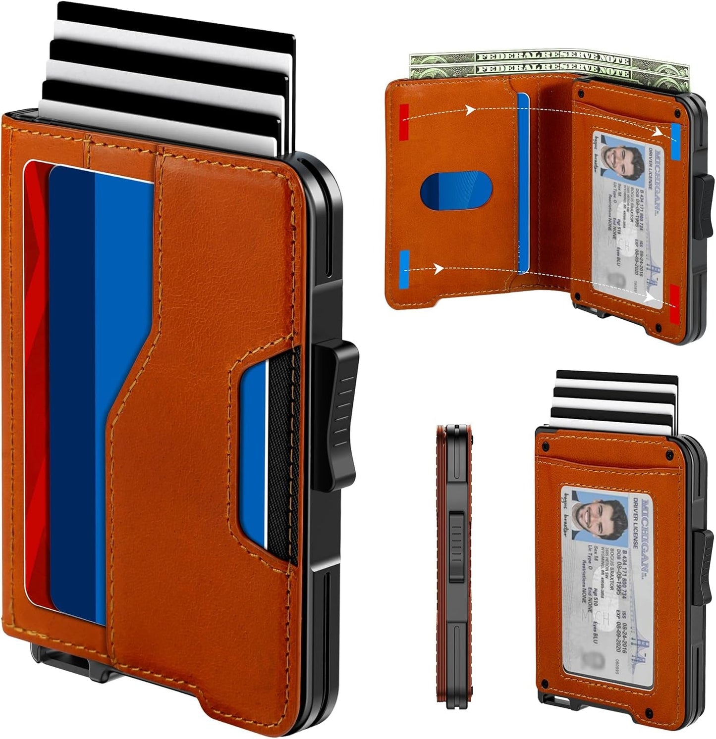 Slim RFID Wallet for Men | Minimalist Pop-Up Card Holder with Cash Slot