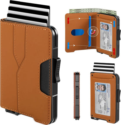 Slim RFID Wallet for Men | Minimalist Pop-Up Card Holder with Cash Slot