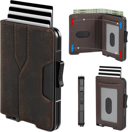 Slim RFID Wallet for Men | Minimalist Pop-Up Card Holder with Cash Slot