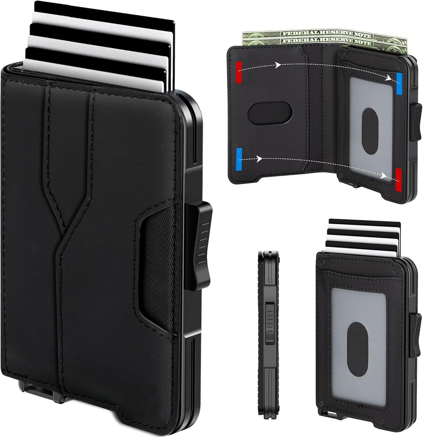 Slim RFID Wallet for Men | Minimalist Pop-Up Card Holder with Cash Slot