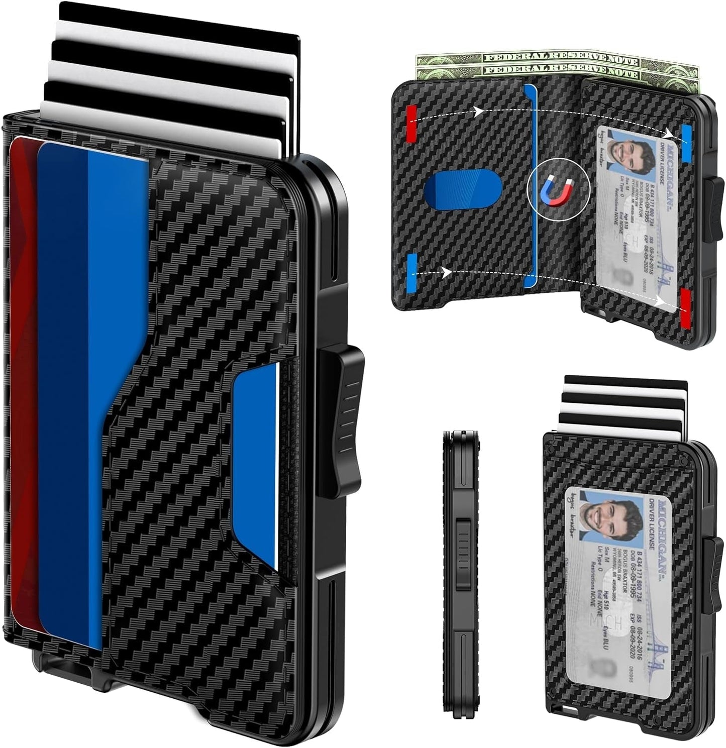 Slim RFID Wallet for Men | Minimalist Pop-Up Card Holder with Cash Slot