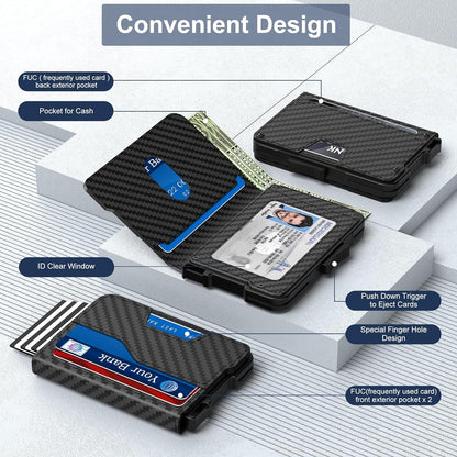 Slim RFID Wallet for Men | Minimalist Pop-Up Card Holder with Cash Slot