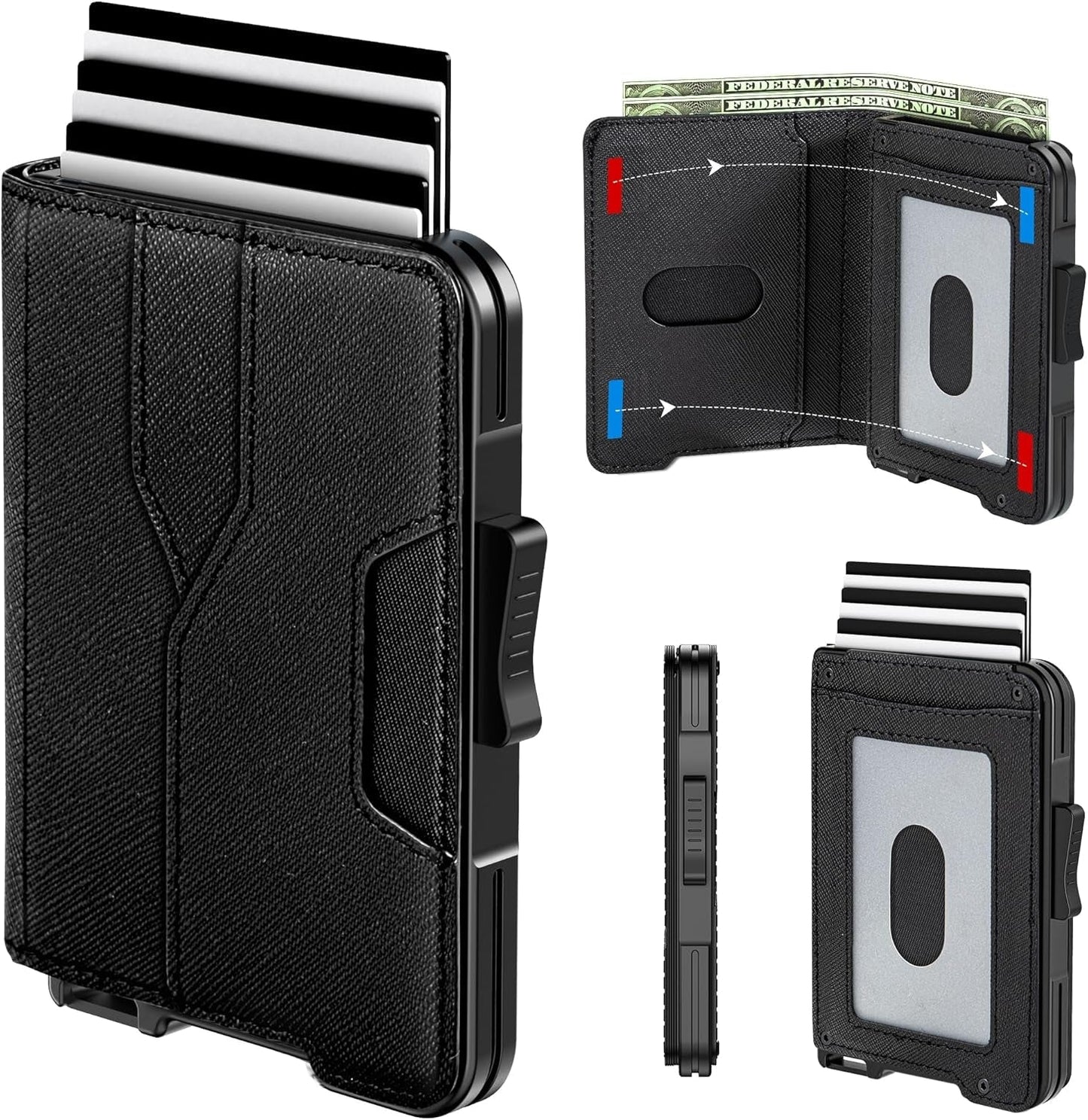 Slim RFID Wallet for Men | Minimalist Pop-Up Card Holder with Cash Slot
