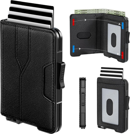 Slim RFID Wallet for Men | Minimalist Pop-Up Card Holder with Cash Slot